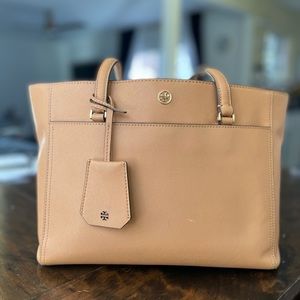 Tory Burch Women's Robinson Small Tote Cardamom/Royal Navy Tan One Size